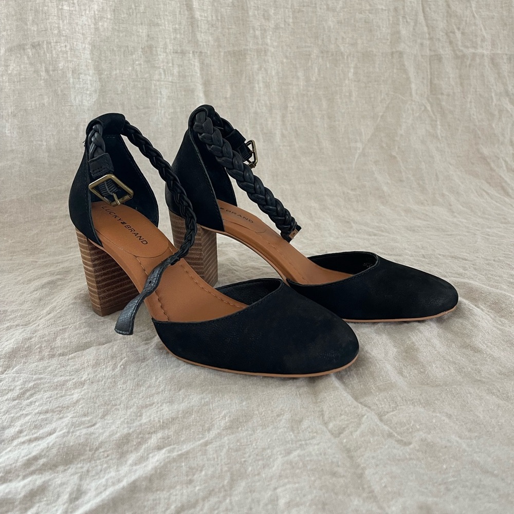 Lucky Brand Black Ankle Strap Pumps